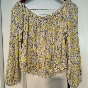 Dex Yellow and Blue Floral Blouse